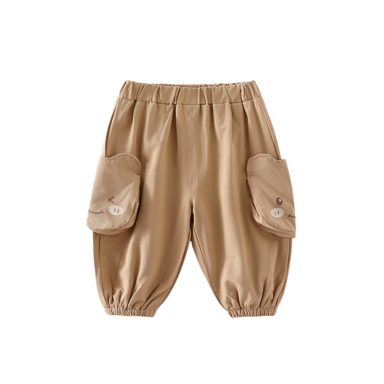 キッズファッション パンツ　可愛い動物ワッペン付きゆったりカーゴパンツ