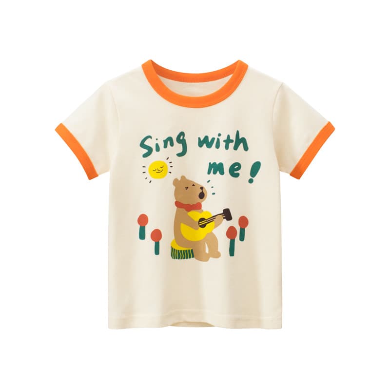 キッズファッション Tシャツ くまさん音楽隊プリント半袖Tシャツ