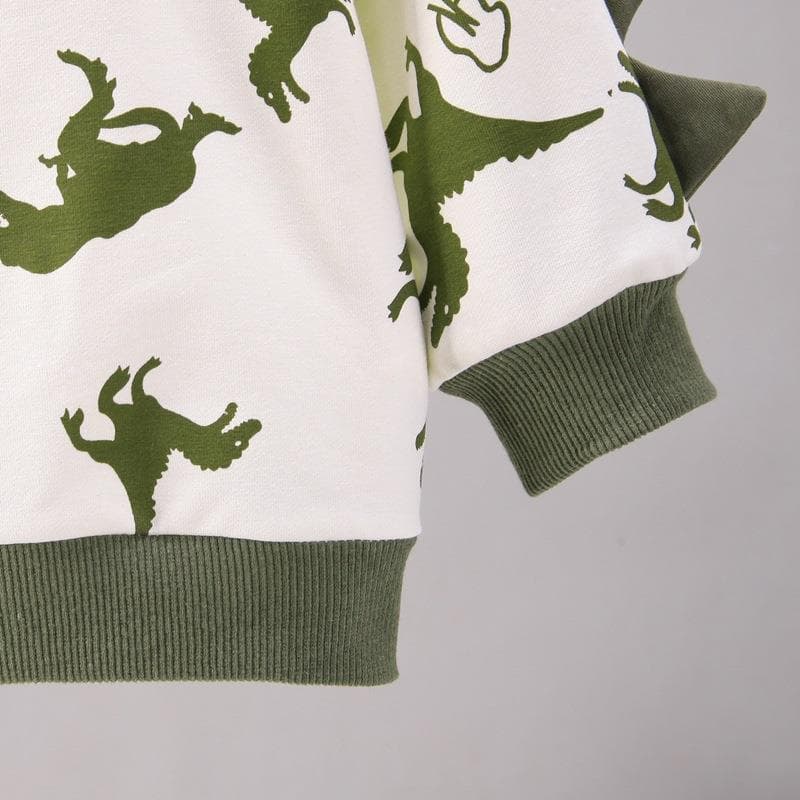 キッズファッション パンツ 恐竜プリント長袖トップス付きサロペットセット