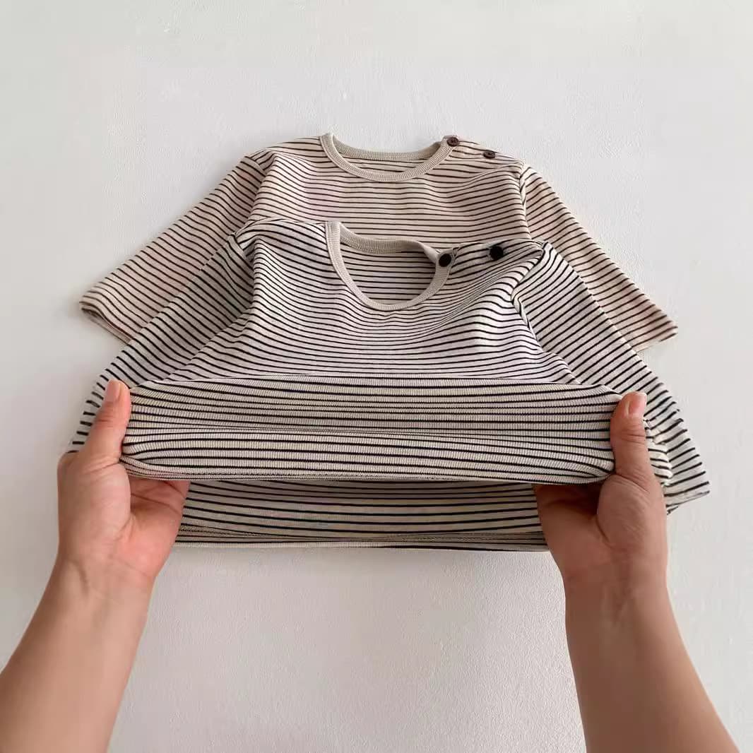 キッズファッション Tシャツ ナチュラルボーダー長袖Tシャツ