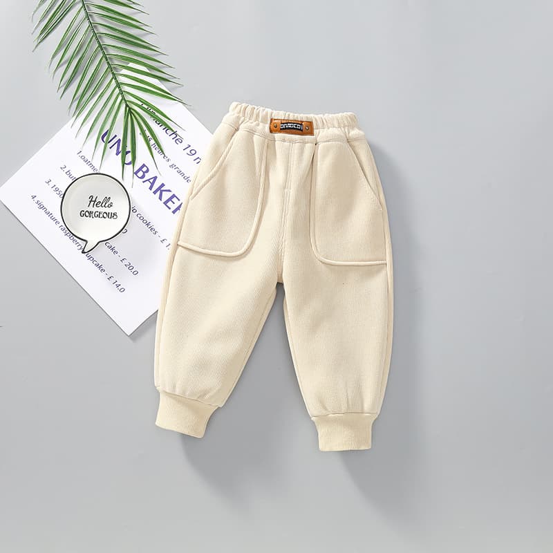 キッズファッション パンツ ふんわりコーデュロイ裾絞りポケット付きズボン
