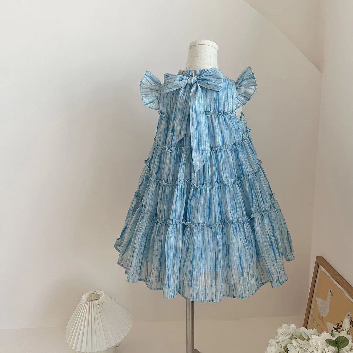 キッズファッション ワンピース ティアード袖フリル姫様風ワンピース