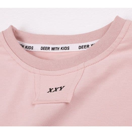 キッズファッション Tシャツ 小さな文字刺繍入りゆったり長袖トップス