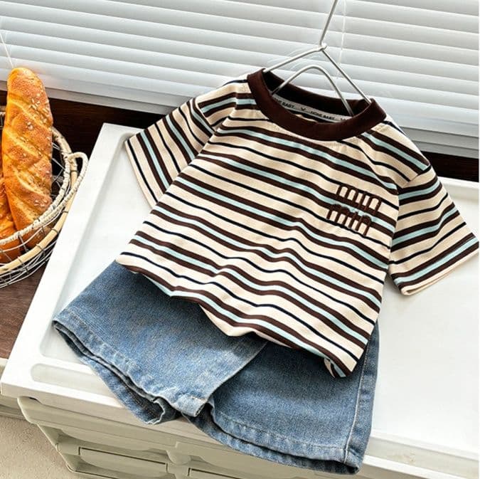 キッズファッション Tシャツ カジュアルボーダー半袖Tシャツ