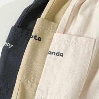 キッズファッション パンツ 動物刺繍付きゆったりロールアップパンツ
