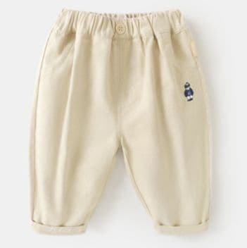 キッズファッション パンツ 可愛い小熊刺繍入りゆったり長ズボン