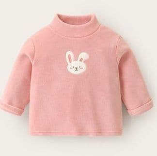 キッズファッション トレーナー 動物刺繍入りタートルネック裏起毛トレーナー
