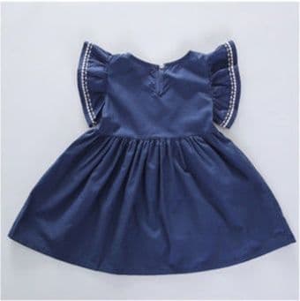 キッズファッション ワンピース フリル袖リボン付きふんわり半袖ワンピース