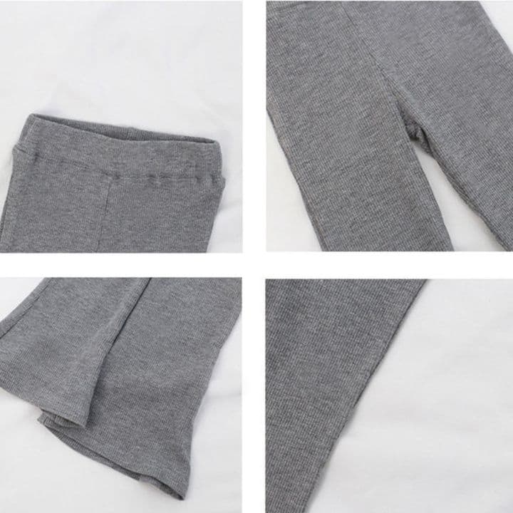 キッズファッション パンツ 女の子用リブ編みフレアパンツ