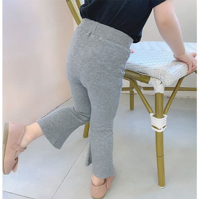 キッズファッション パンツ 女の子用リブ編みフレアパンツ