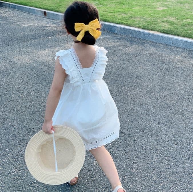 キッズファッション ワンピース 天使の羽根レース袖なしワンピース