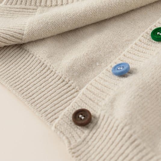 キッズファッション ニット 子犬刺繍レインボーボタンニットカーディガン