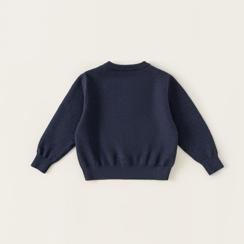 キッズファッション ニット 上品な刺繍入り丸襟ボタンニットカーディガン