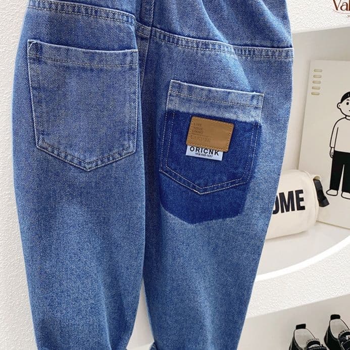キッズファッション パンツ 子供用ゆったりデニム風ゴムウエストパンツ