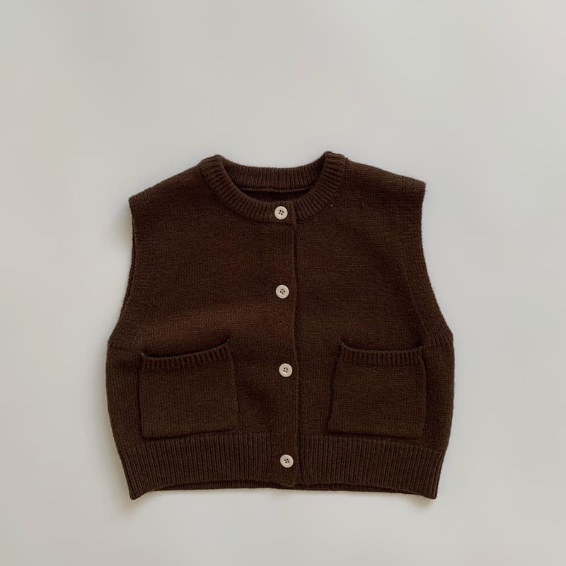 キッズファッション ニット 前ボタンポケット付きニットベスト