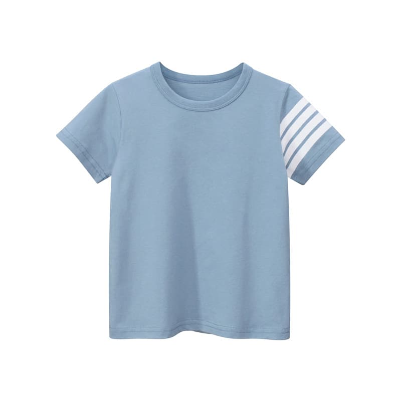 キッズファッション Tシャツ 袖ライン入りベーシック半袖子供服