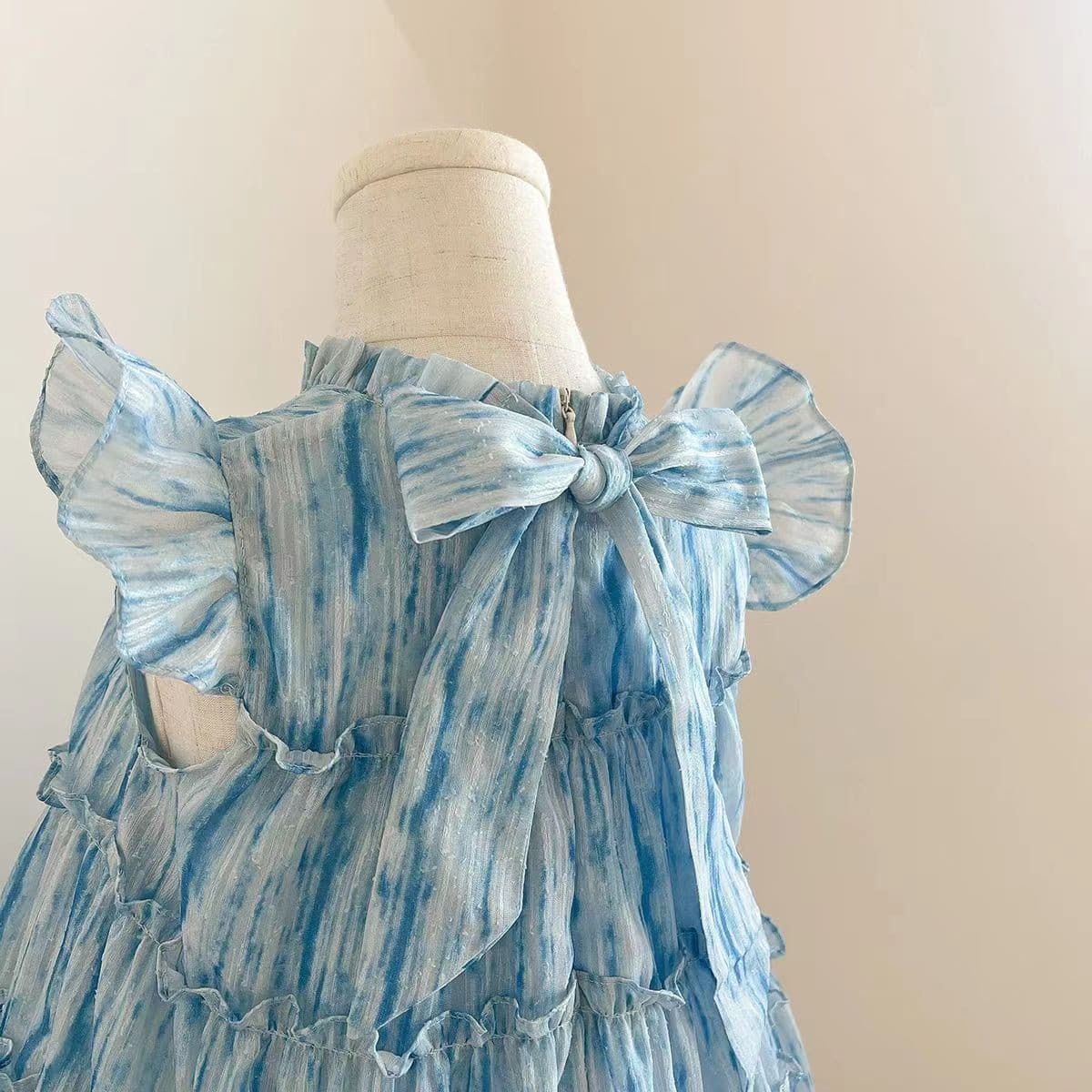キッズファッション ワンピース ティアード袖フリル姫様風ワンピース