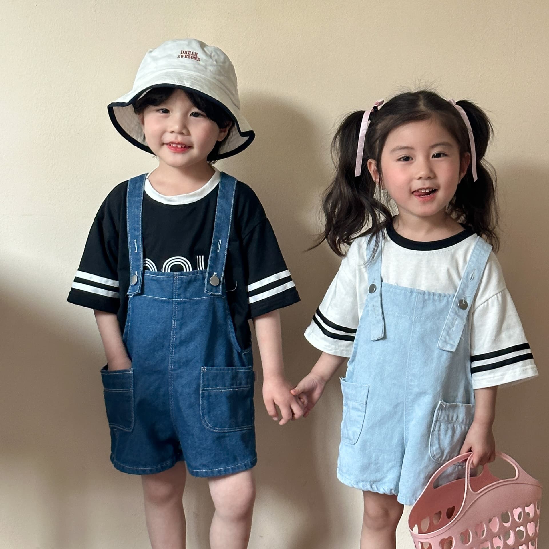 キッズファッション パンツ 子供用吊りひも付きデニム短パン