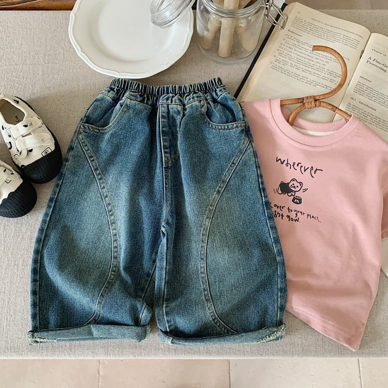 キッズファッション パンツ ゆったり着心地抜群デニム風ハーフパンツ