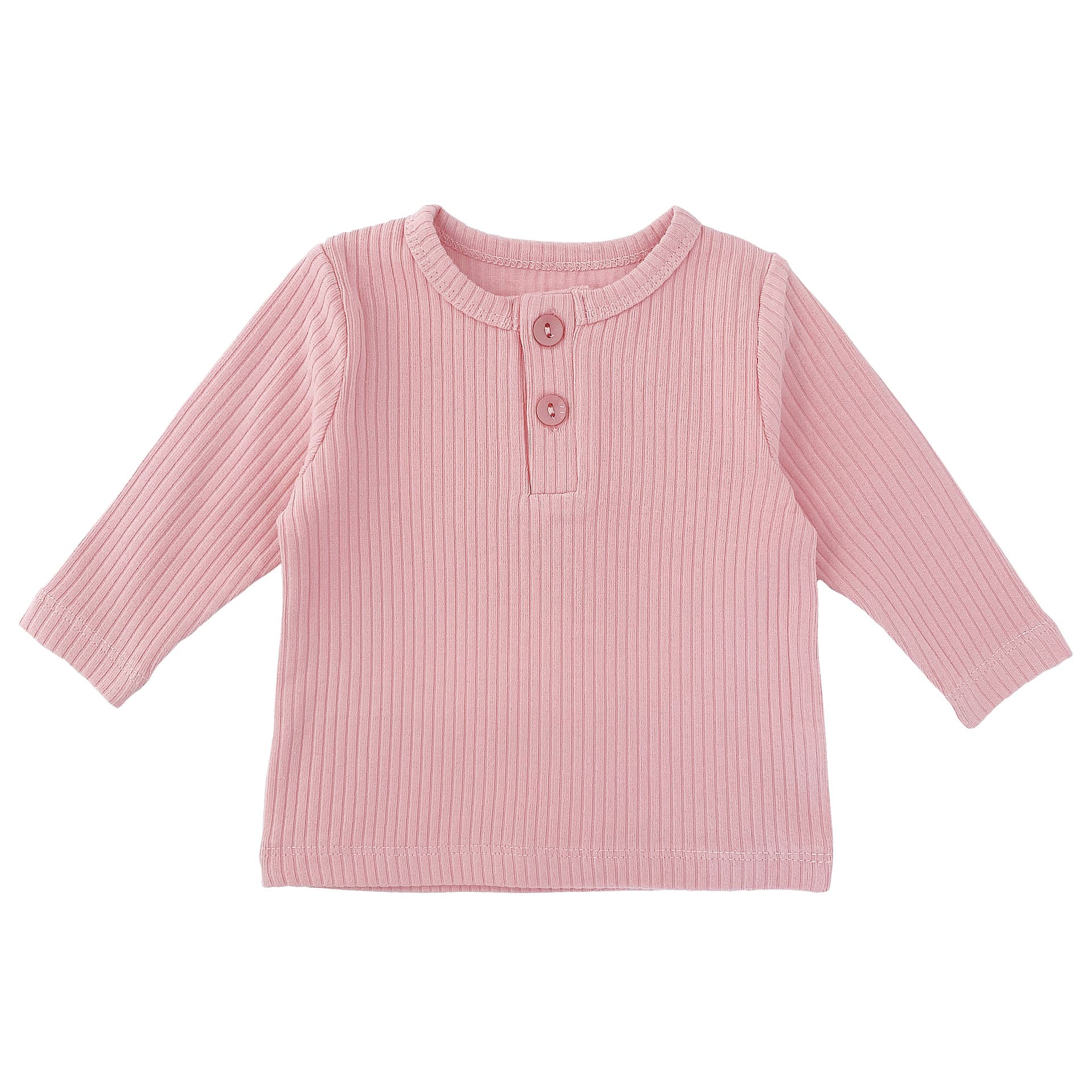 キッズファッション シャツ 縦縞編み長袖ヘンリーネック子供用シャツ