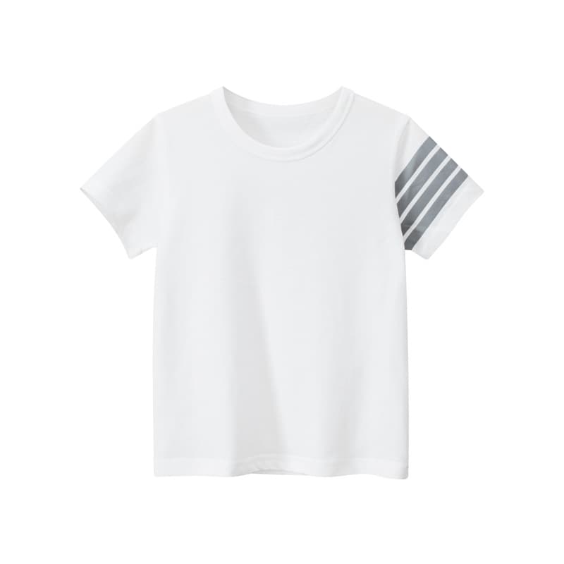 キッズファッション Tシャツ 袖ライン入りベーシック半袖子供服