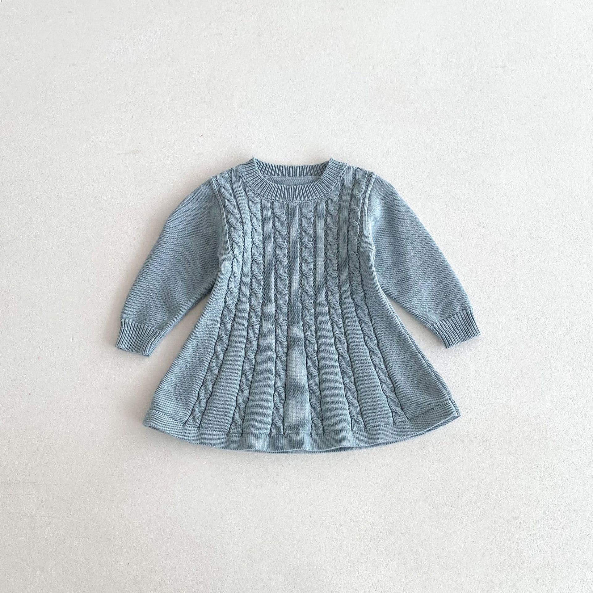 キッズファッション ワンピース ケーブル編み長袖ニットワンピース