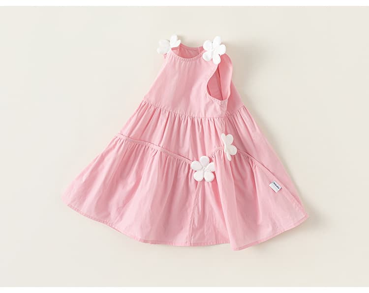 キッズファッション ドレス 花モチーフ付きティアードワンピース