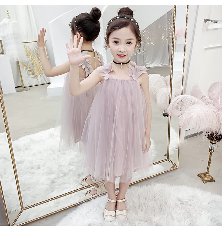 キッズファッション ドレス 花びらショルダー重ねふんわりチュール姫様ドレス