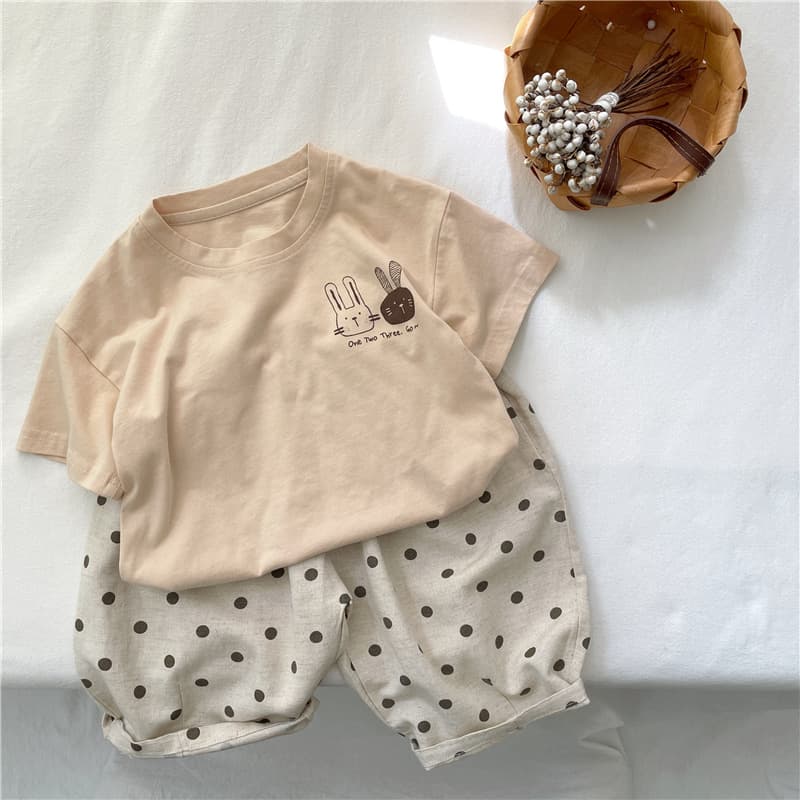 キッズファッション Tシャツ 仲良しうさぎプリント半袖Tシャツ