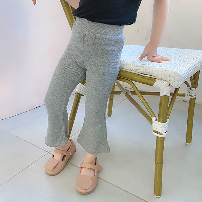 キッズファッション パンツ 女の子用リブ編みフレアパンツ
