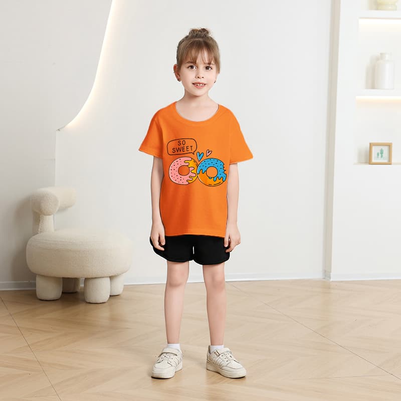 キッズファッション Tシャツ 小さな幸せハート刺繍半袖Tシャツ