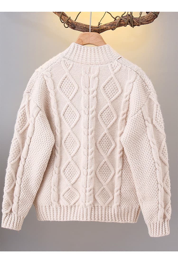 キッズファッション ニット 立体ケーブル編みトグルボタンカーディガン