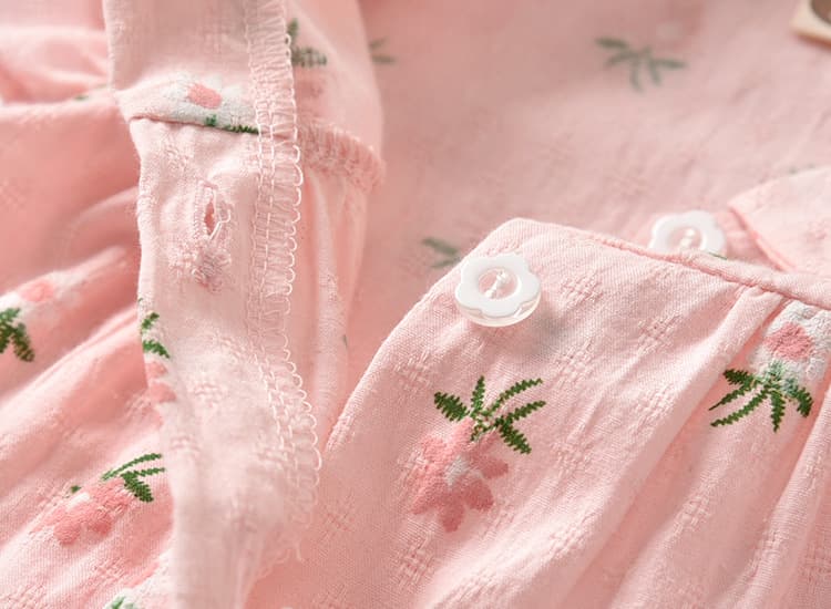 キッズファッション ワンピース 小花柄フリル袖シャツワンピース