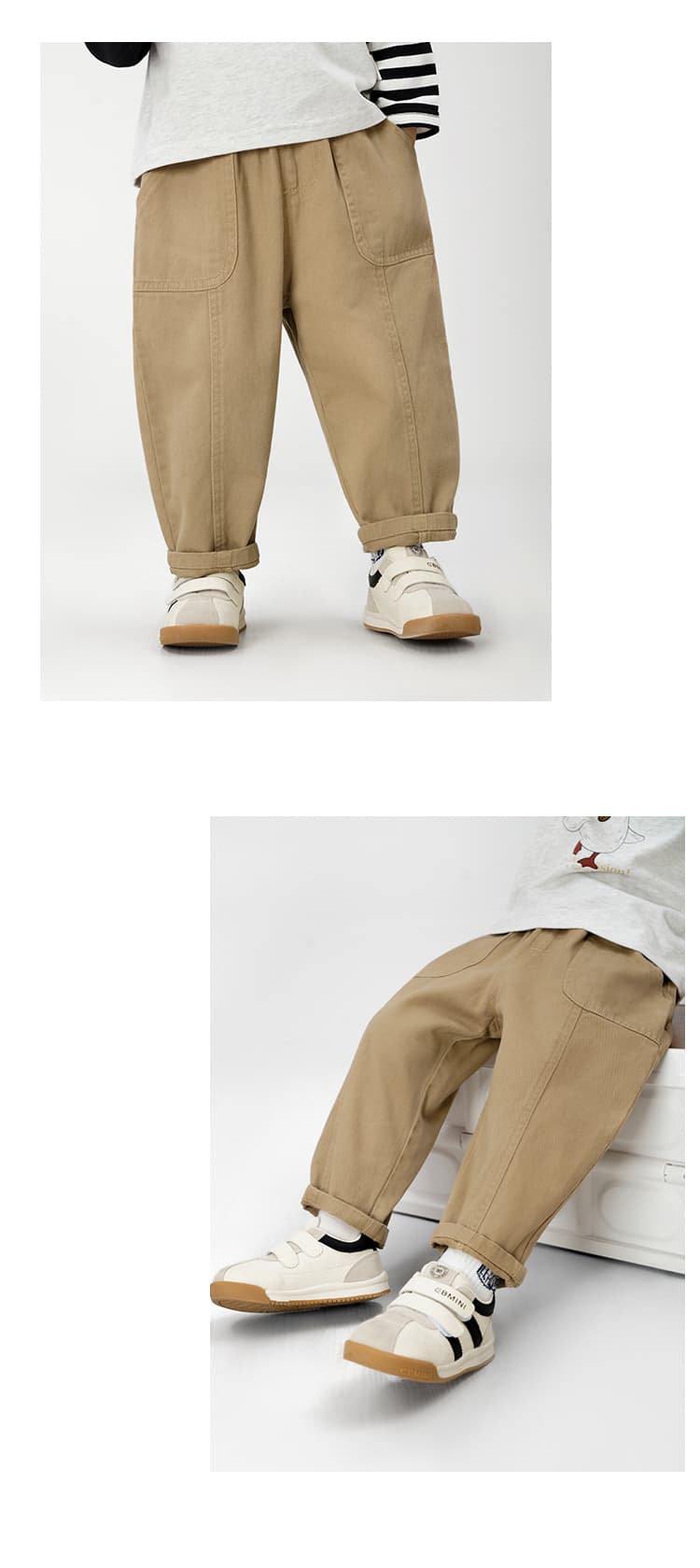 キッズファッション パンツ 子供用ゆったり裾折り返しワイドパンツ
