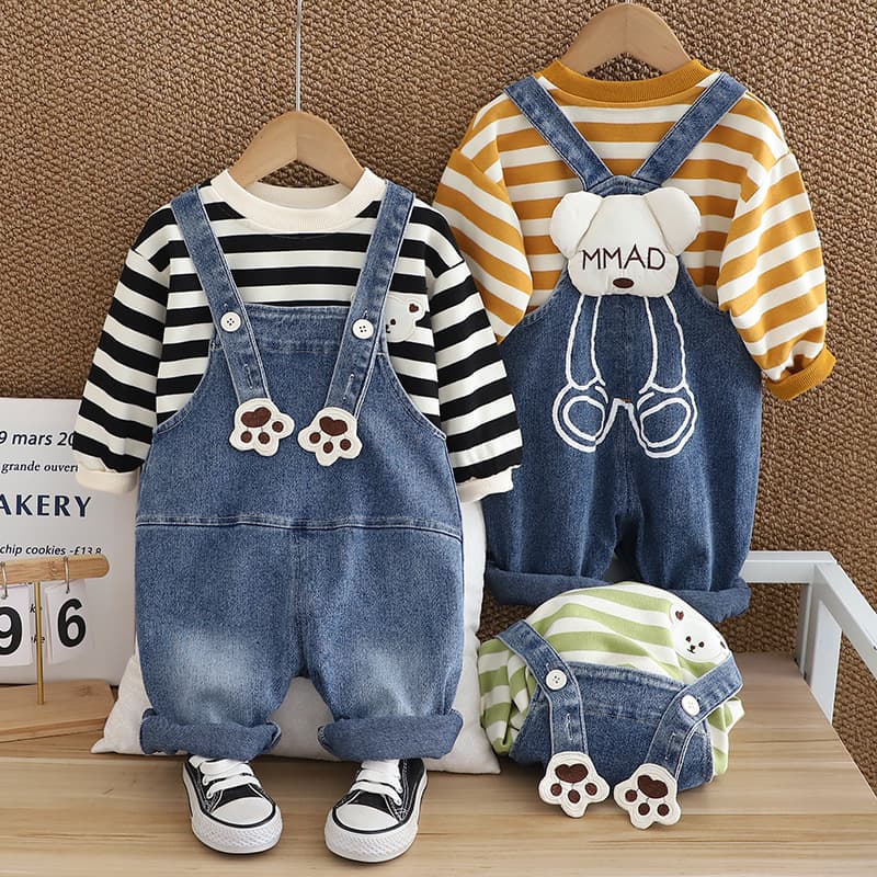 キッズファッション パンツ かわいい動物モチーフサロペットパンツセット