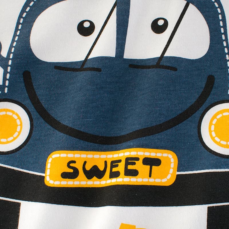 キッズファッション Tシャツ ぶーぶー車プリント長袖ラグランシャツ