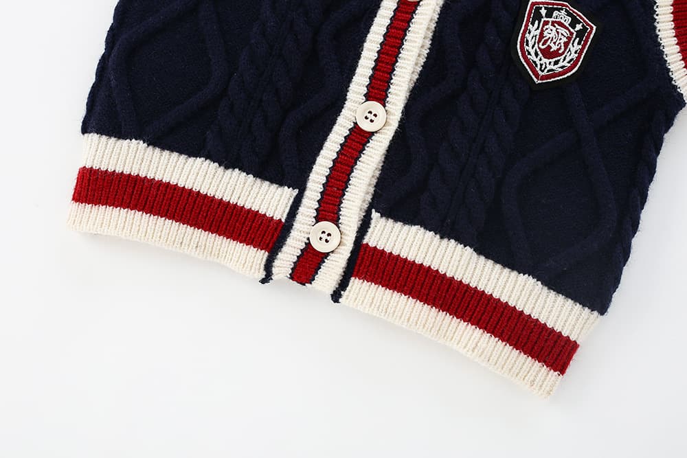キッズファッション ニット 学院風ケーブル編みニットベスト