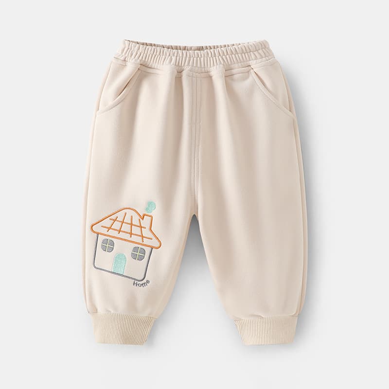 キッズファッション パンツ 可愛いモチーフ刺繍入りゆったりスウェットパンツ