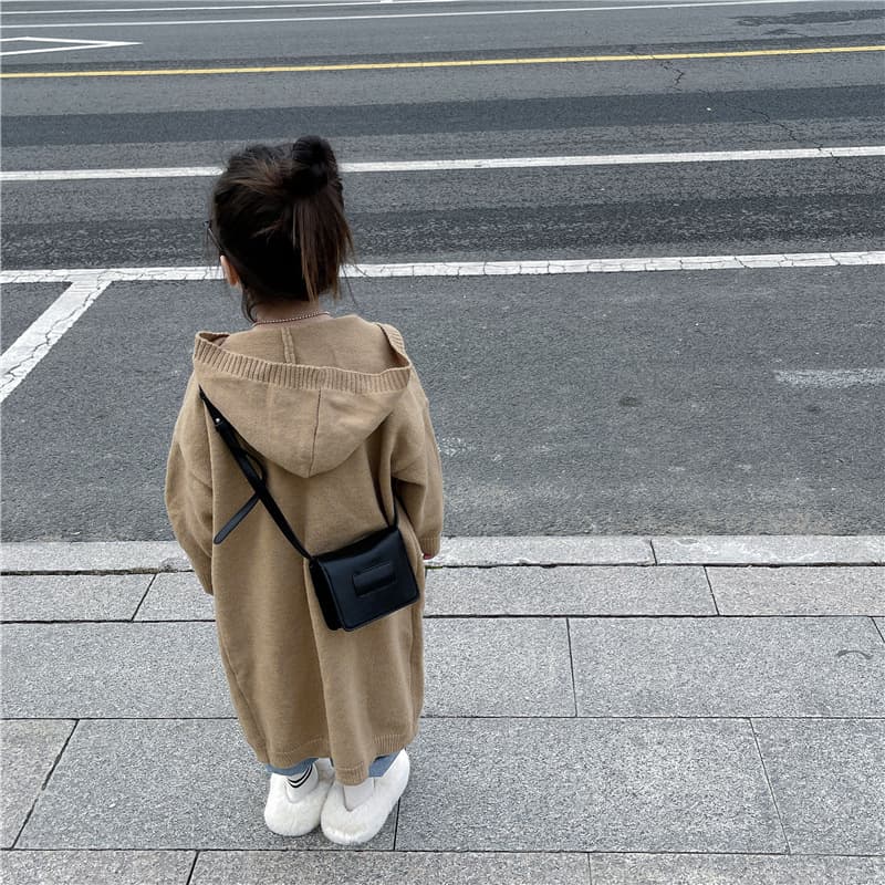 キッズファッション ニット 女の子用ロング丈ニットカーディガン