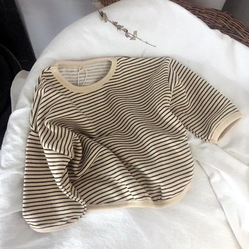 キッズファッション やさしいボーダー柄長袖Tシャツ