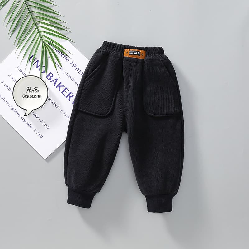 キッズファッション パンツ ふんわりコーデュロイ裾絞りポケット付きズボン