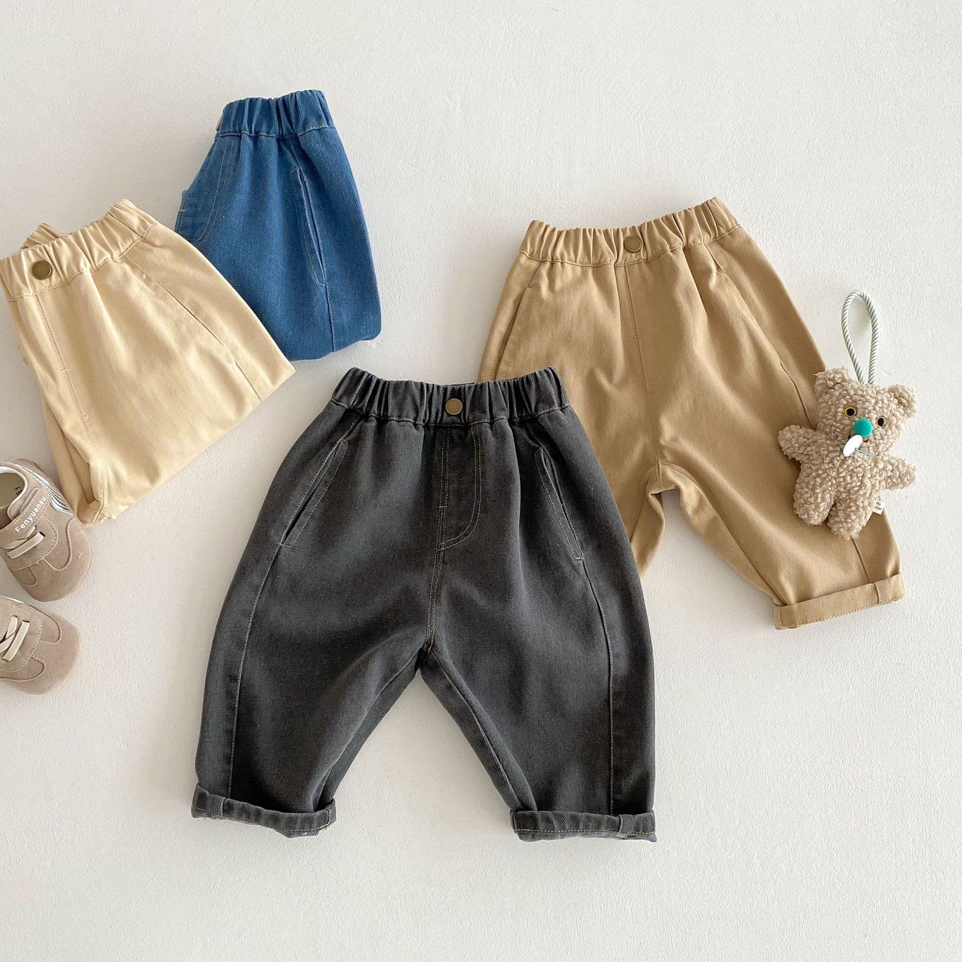 キッズファッション パンツ ふんわりゆったりロールアップ長ズボン