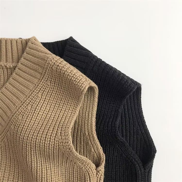 キッズファッション ニット 子供用クラシックブイネックニットベスト