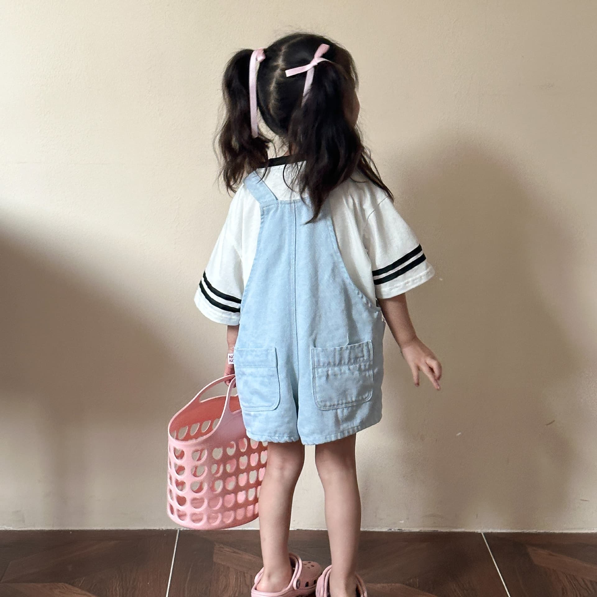 キッズファッション パンツ 子供用吊りひも付きデニム短パン