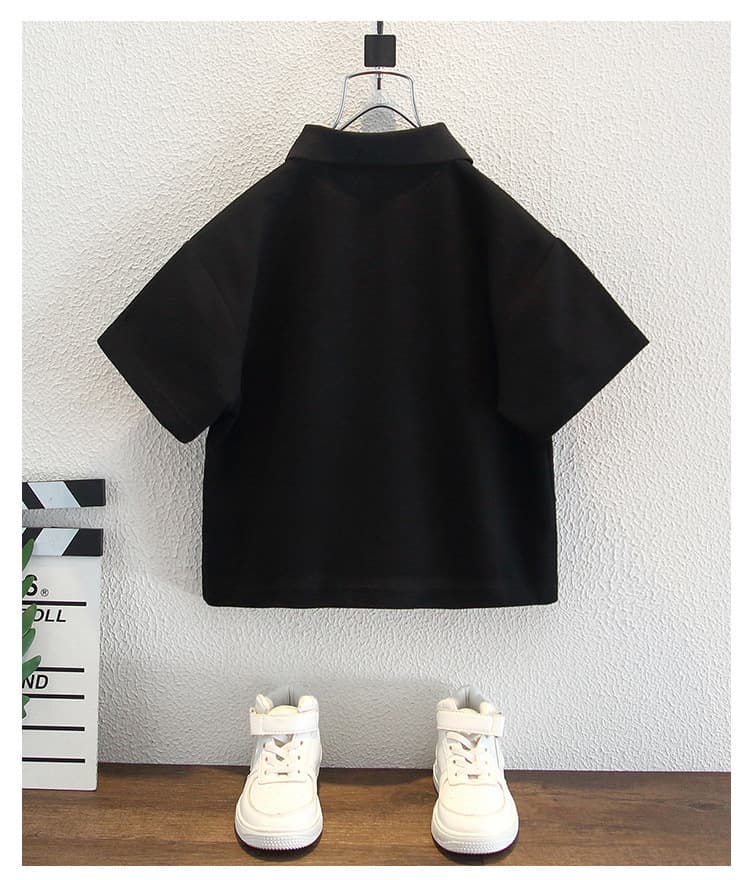 キッズファッション シャツ 胸ポケット付きボタン襟半袖シャツ