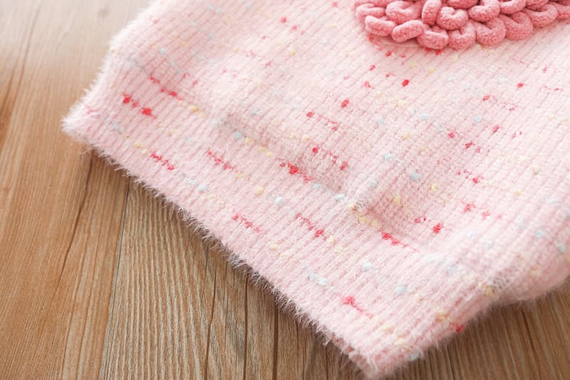 キッズファッション ニット ふわふわハート立体編み込み長袖セーター