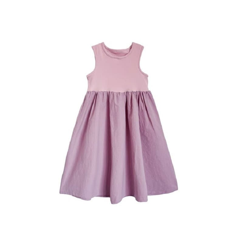 キッズファッション ワンピース 上品切り替えノースリーブロング丈女の子ワンピース