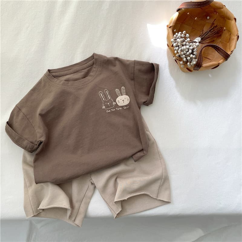キッズファッション Tシャツ 仲良しうさぎプリント半袖Tシャツ