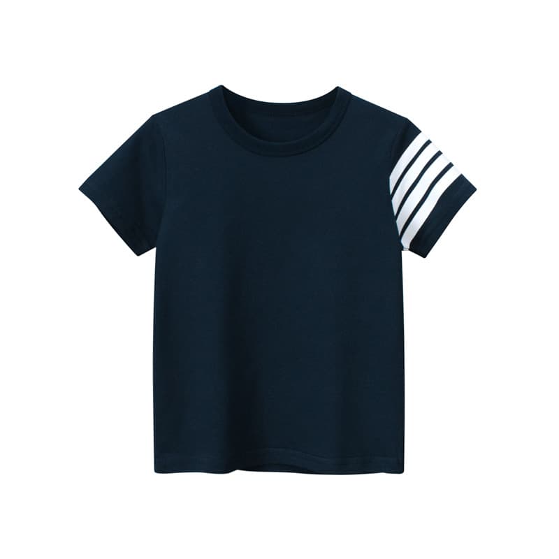 キッズファッション Tシャツ 袖ライン入りベーシック半袖子供服