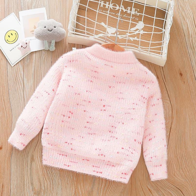 キッズファッション ニット ふわふわハート立体編み込み長袖セーター